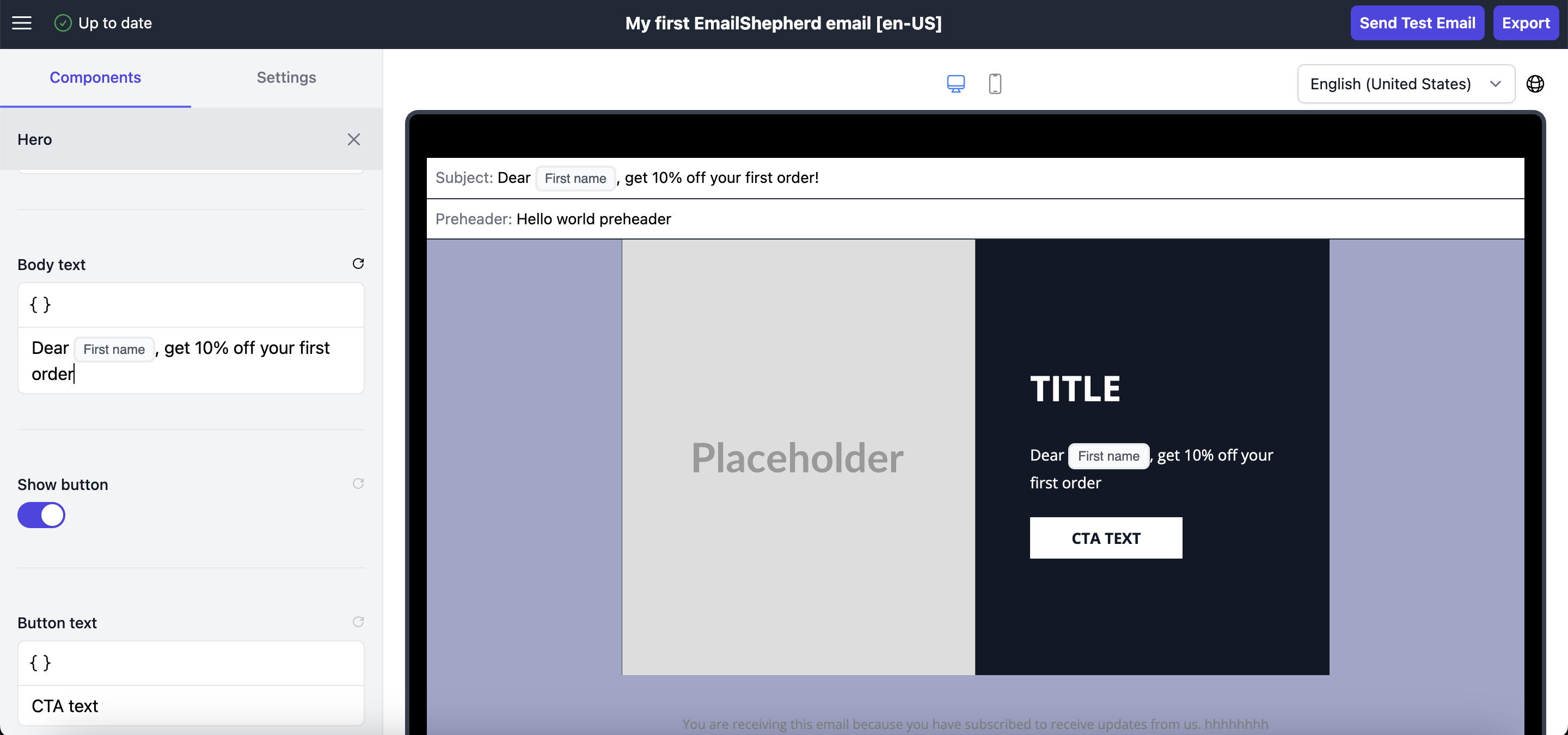 Personalization Tag Inserted